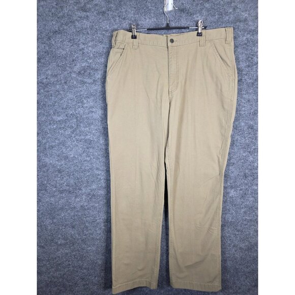 Carhartt Pants Mens 38x34 Tan Rugged Flex Relaxed Fit Canvas Work Carpenter - Picture 1 of 10